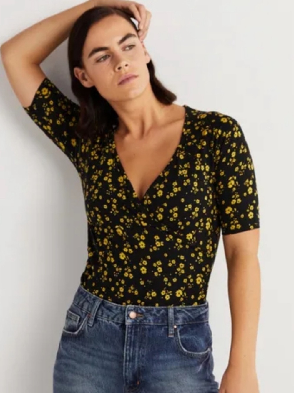 Boden Short Sleeve Wrap Top